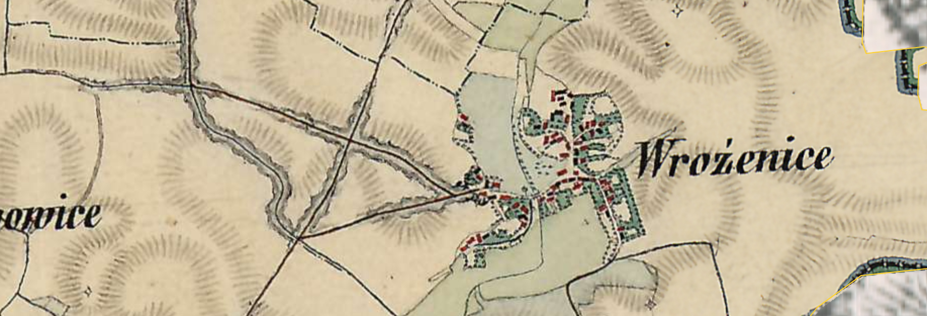 Mapa Wróżenic w XIX w. wraz z siecią wąwozów kopia